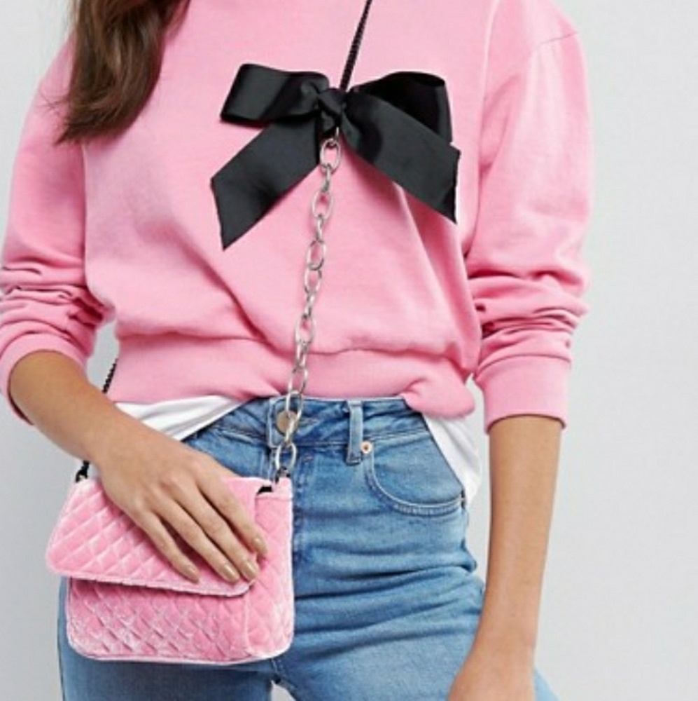 NWOT ASOS Quilted Velvet Cross Body Bag